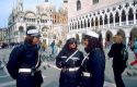 Three female police officers in Venice, Italy in Piazza San Marco.