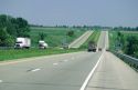 Autos and trucks traveling on interstate 70 in Ohio.