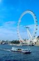 London eye Ferris wheel along the Thames River in London, England.