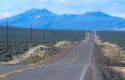 Desert forground and mountain background in extreme south east Oregon looking south on U.S. Highway 95.