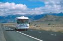 Mobile home traveling on Interstate 80 near Lovelock, Nevada.