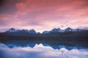 Sawtooth mountains reflected in Little Redfish Lake near Stanley, Idaho.