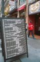 Menu board in front of a Spanish restaurant in Madrid, Spain.