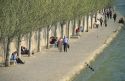 Riverwalk along the Seine River in Paris, France.