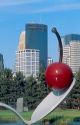 Spoon bridge and cherry in the sculpture garden at the Walker Art Center in Minneapolis, Minnesota.