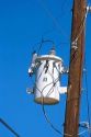 Transformer on a power pole.