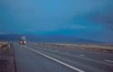 Truck at dusk on Interstate 80 near Lovelock, Nevada.