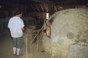 A glassblowing demonstration and kiln in Jamestown, Virginia.