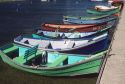 Boats docked at Lake Villarica, Chile.