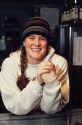 A female employee at a coffee shop in Boise, Idaho.