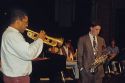 Wynton Marsalis with music students during seminar at Boise, Idaho.