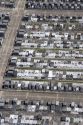 An aerial view of Metarie Cemetery in New Orleans, Louisiana with above ground graves.