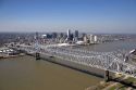 Aerial view of Mississippi River bridges at New Orleans, Louisiana.