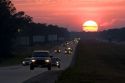 Traffic at sunset on Interstate 10 near Biloxi, Mississippi.