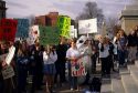 Students stage a demonstration Against Vanishing Ecosystems.