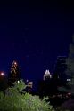 Bats swarm into the night sky over Austin, Texas.