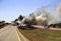 An automobile accident on Interstate 40 east of Moriarty, New Mexico.