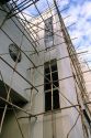 Bamboo scaffolding on building under construction in Singapore.