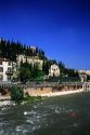 A kayak on the Adige River in Verona, Italy.