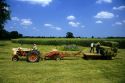 Teenagers help with farm chores, baling hay on a Central Ohio farm.