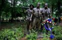 Statues of soldiers at the Vietnam War Memorial in Washington DC.