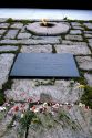 The grave site of President John F. Kennedy and the eternal flame at Arlington National Cemetery, Washington DC, Virginia.