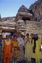 A group of Indian woman at the Ellora Caves in India.
