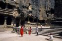 Visitors at the Ellora Caves in India.