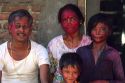 An Indian family wearing Holi Festival colors in India.