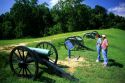 Tourists look at cannons at Vicksburg Battle Field in Mississippi.