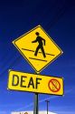 A traffic sign warning of deaf people crossing in Boise, Idaho.