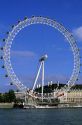 The London Eye ferris wheel along the River Thames in London, England.