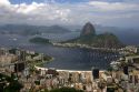 A panoramic view of Rio de Janeiro and Sugarloaf Peak, Brazil.