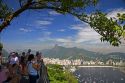 Visitors view the city of Rio de Janeiro from Sugarloaf Peak, Brazil.