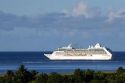 The Paul Gaugin cruise ship off the island of Tahiti.