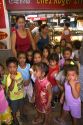 A group of young school children visit the market in Papeete on the island of Tahiti.