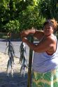 A fish vendor on the island of Moorea.