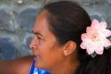 Portrait of a Tahitian woman on the island of Moorea.