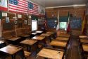 Interior of the Mason Street School. First school in San Diego at Old Town, California.