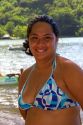 Tahitian woman wearing a bikini on the island of Moorea.