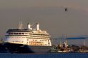 Cruise ship Amsterdam and military helicopter in San Diego, California.