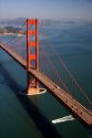 Aerial view of the Golden Gate Bridge in the San Francisco bay, California.