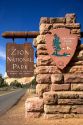 East Entrance sign to Zion National Park, Utah.