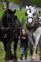 Work horse and amish girl near Berlin, Ohio.