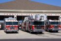 Fire trucks at Delta Township fire station near Lansing, Michigan.