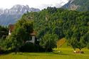 Mountain and farm scene near Walenstadt, Switzerland.