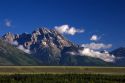 Morning fog around the Grand Teton Mountains, Wyoming.