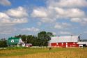 Red barn and farm house on Prince Edward Island, Canada.