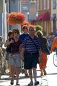 Tourists walk in Quebec City, Quebec, Canada.