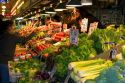 Fruit and vegetable stand at the Pike Place Market in Seattle, Washington.